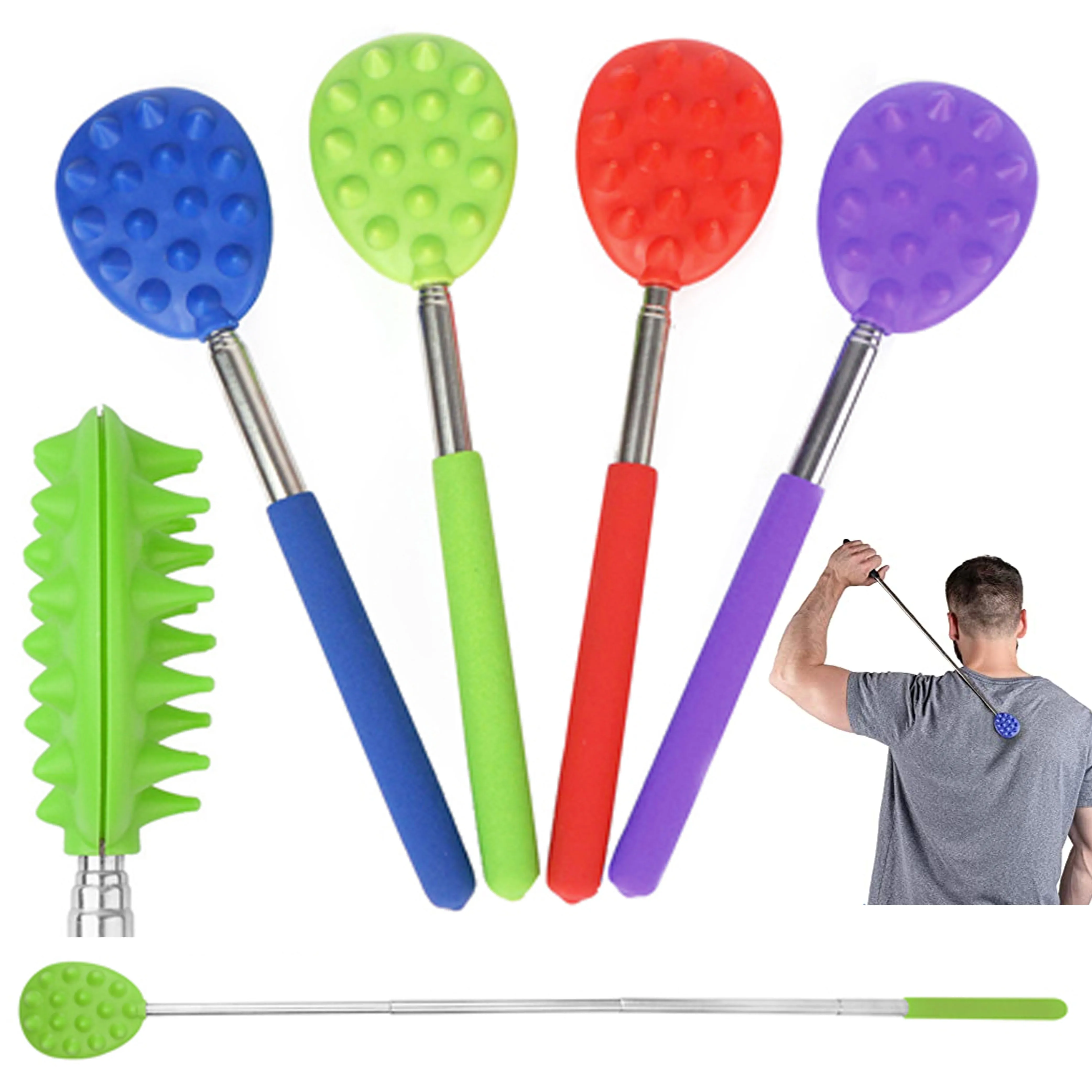 1 Extendable Cactus Back Scratcher Double Side Itch Relieve Back Neck Head Beard Body