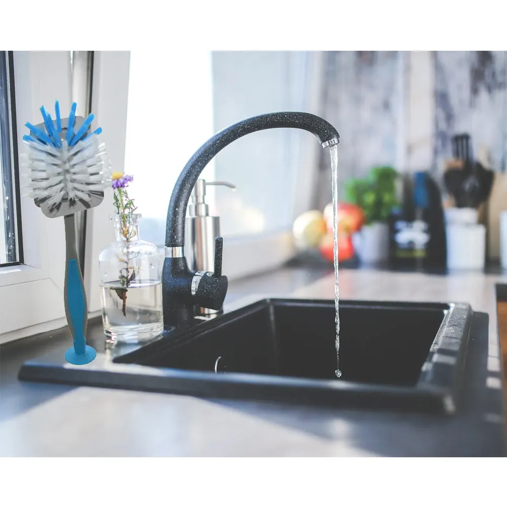 2 Pcs Kitchen Scrub Brush Suction Cup Sink Dish Washing Vegetable Scrubber 11"