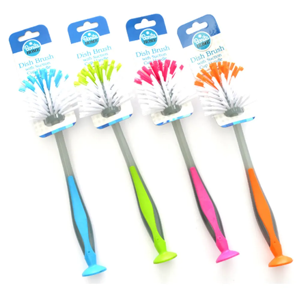 2 Pcs Kitchen Scrub Brush Suction Cup Sink Dish Washing Vegetable Scrubber 11"