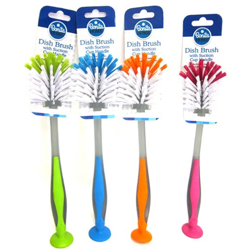 2 Pcs Kitchen Scrub Brush Suction Cup Sink Dish Washing Vegetable Scrubber 11"