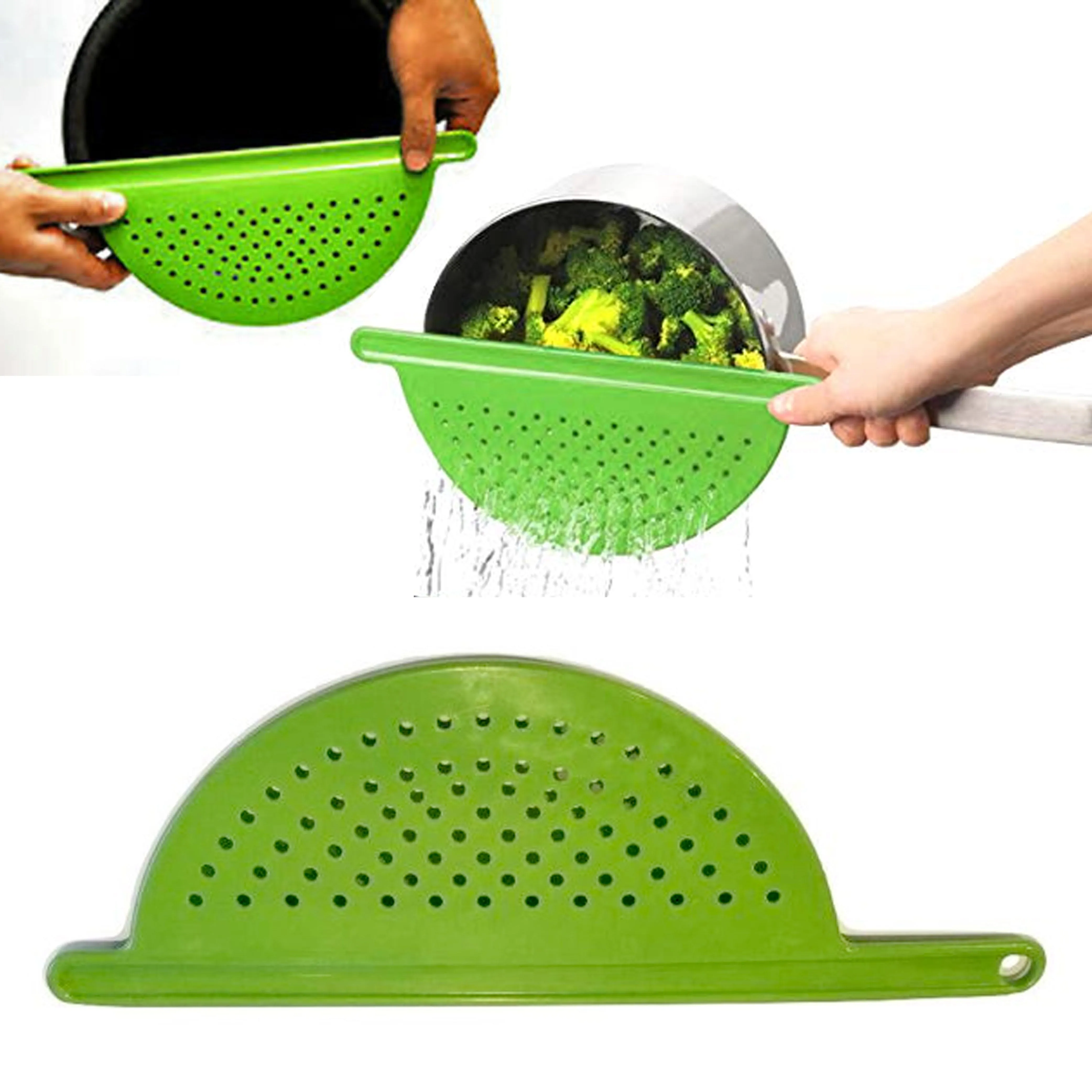 2 X Kitchen Strainer Handheld Pot Pan Drainer Pasta Colander Sieve Filter Handle