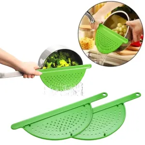2 X Kitchen Strainer Handheld Pot Pan Drainer Pasta Colander Sieve Filter Handle