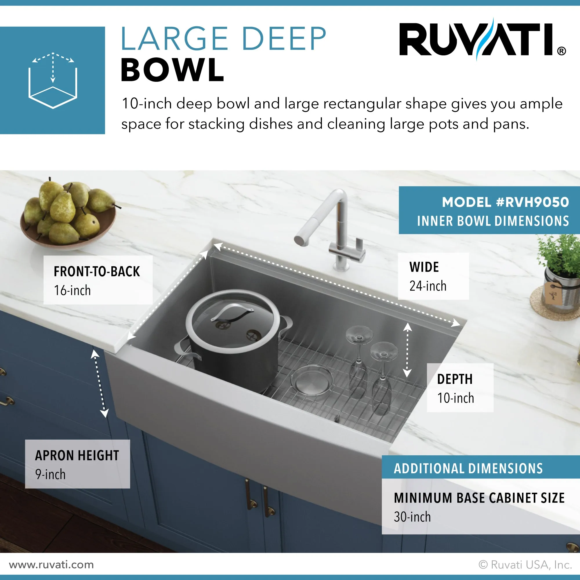 27-inch Apron-front Workstation Farmhouse Kitchen Sink 16 Gauge Stainless Steel Single Bowl