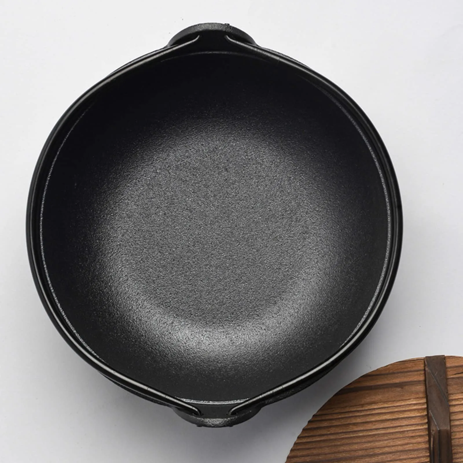 29cm Cast Iron Sukiyaki Iron Pot | Japanese Shabu Shabu Pot | Pan | Stockpot | Wooden Lid | Home Camping Picnic