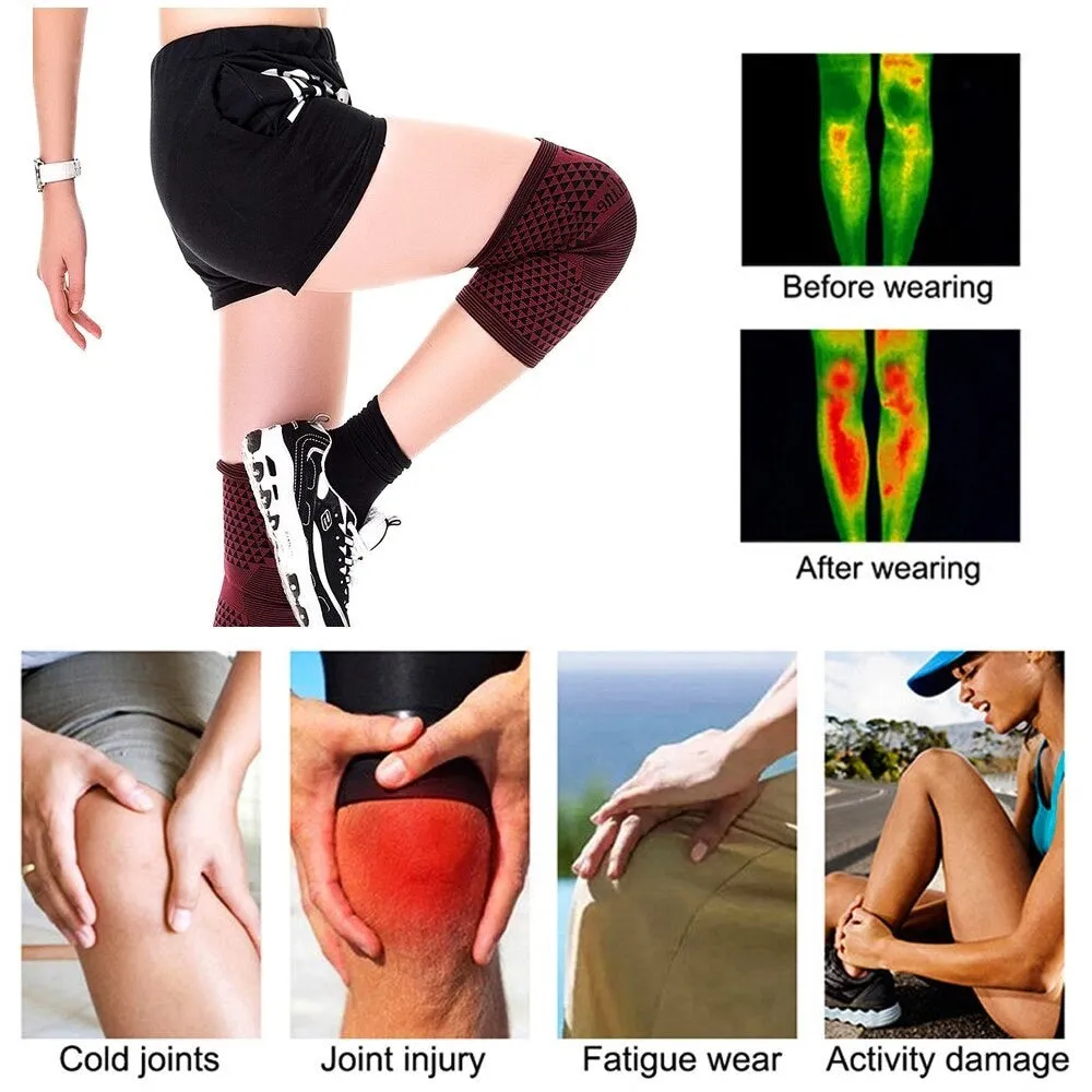 2pcs/pair High Elastic Tourmaline Magnetic Warm Knee Pads for Rheumatoid Arthritis