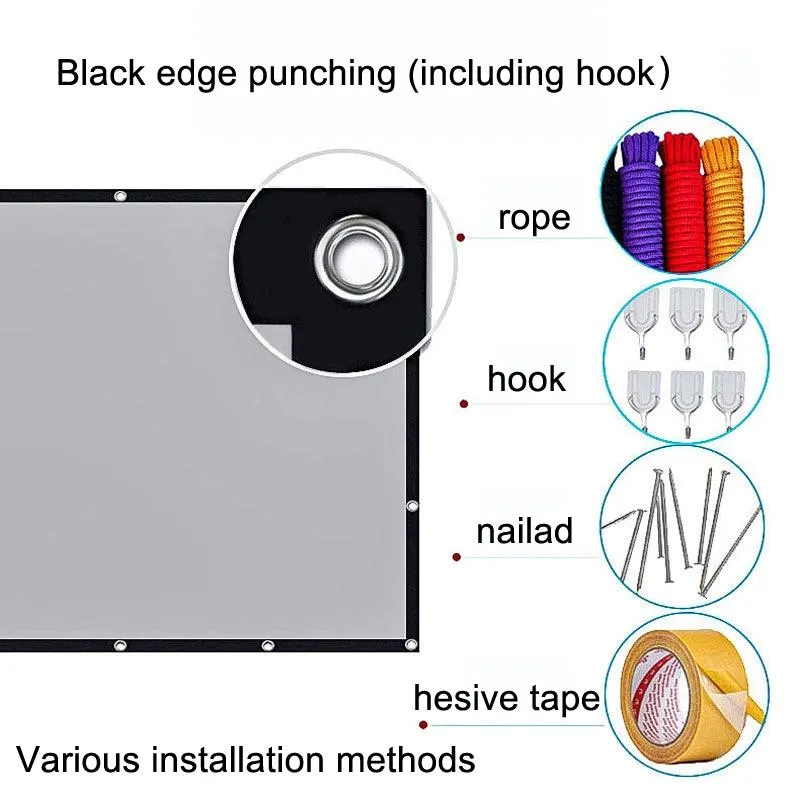 72 Folding Anti-light Projection Curtain - 16 9 159x90cm - Black Border