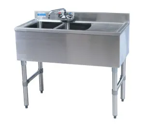 BK Resources UB4-18-236RS Two Compartment 36" Slim-Line Underbar Sink with Right Drainboard