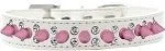 Double Crystal and Light Pink Spikes Dog Collar in Many Colors