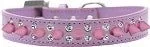 Double Crystal and Light Pink Spikes Dog Collar in Many Colors