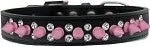 Double Crystal and Light Pink Spikes Dog Collar in Many Colors