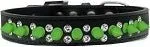 Double Crystal and Neon Green Spikes Dog Collar in Many Colors