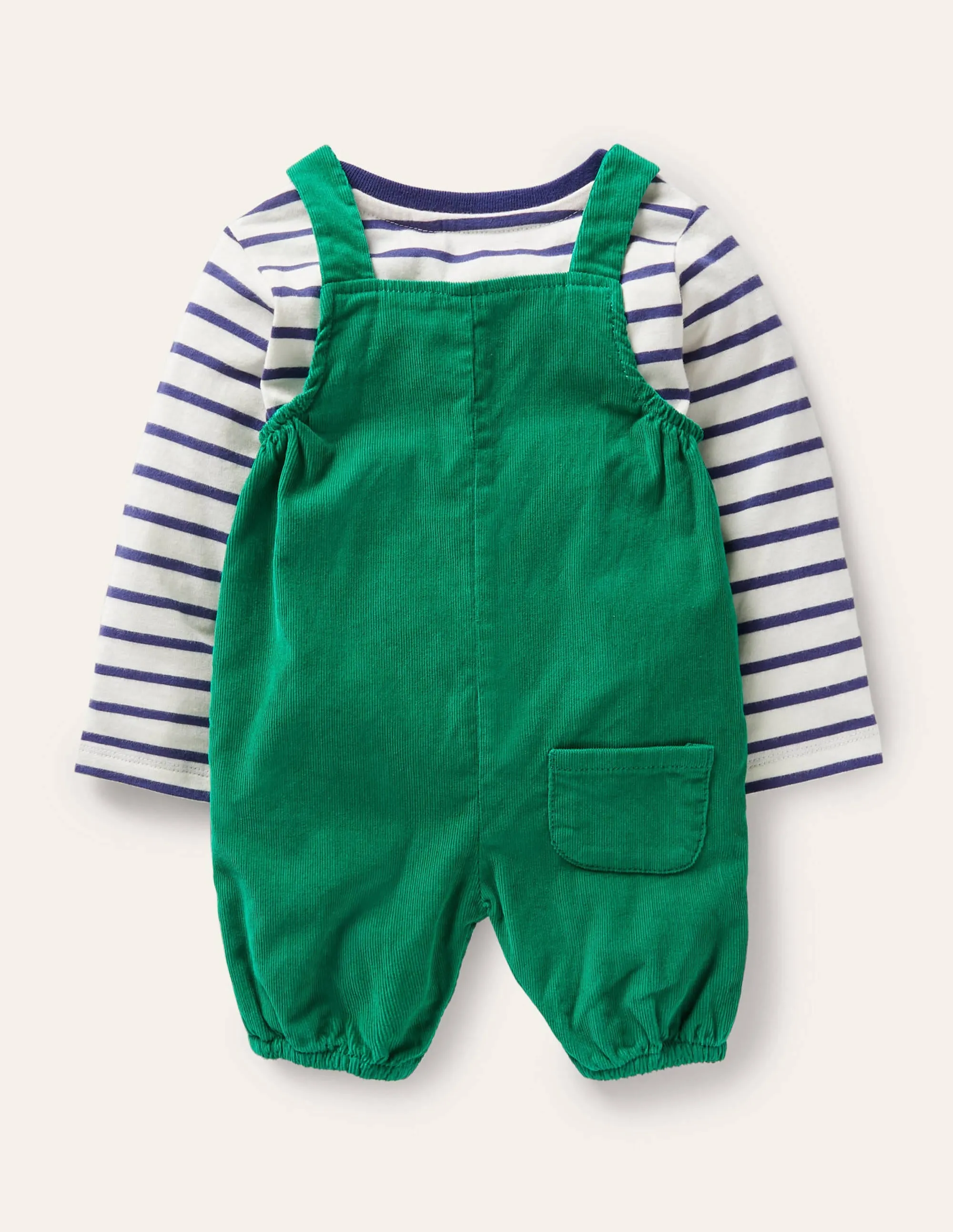 Fun Dungaree Set-Highland Green Dino