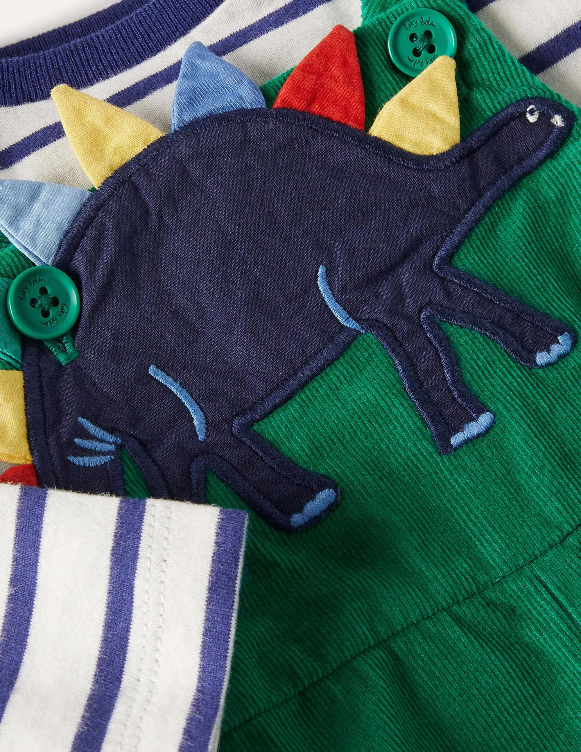 Fun Dungaree Set-Highland Green Dino
