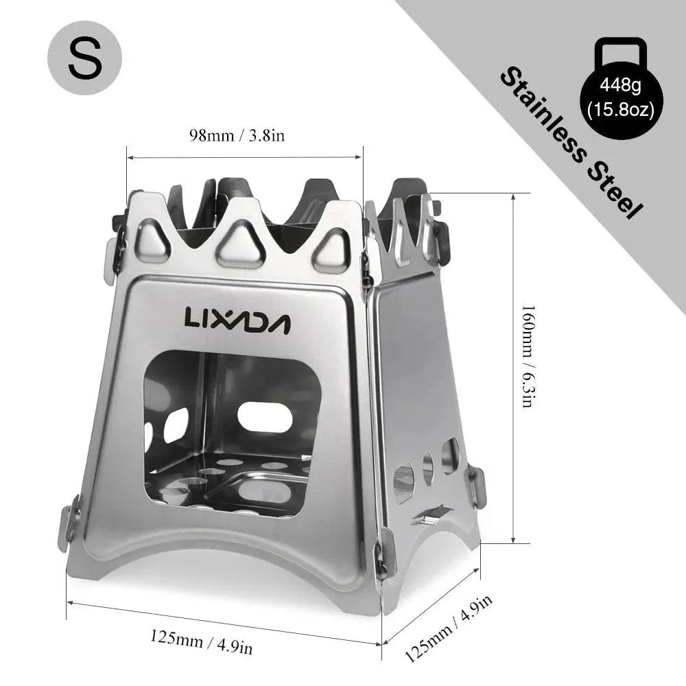 Lixada Compact Folding Titanium Wood Stove Outdoor Camping Stove Cooking Picnic Stove Portable Wood Furnace Burners