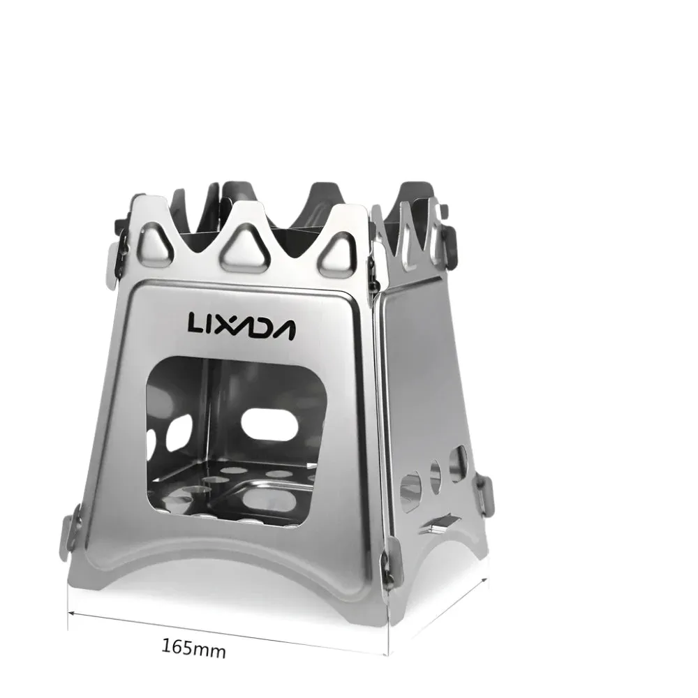 Lixada Compact Folding Titanium Wood Stove Outdoor Camping Stove Cooking Picnic Stove Portable Wood Furnace Burners