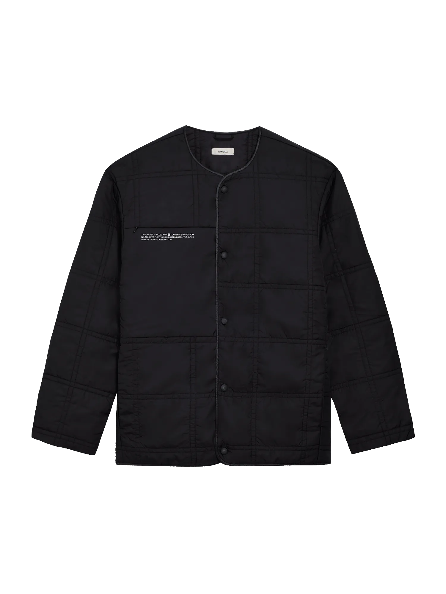 Mens Flower-Warmth Quilted Collarless Jacket black