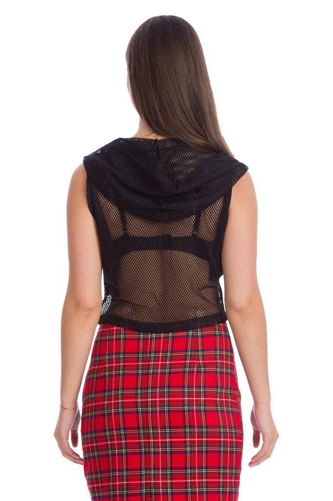 Nightmare Net Cold Shoulder Hoodie