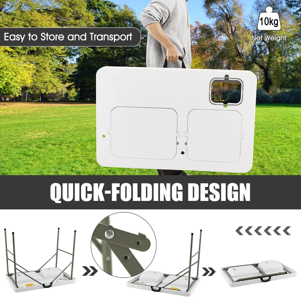 NNECW Folding Fish Fillet Station with 2 Built-in Sinks for Camping