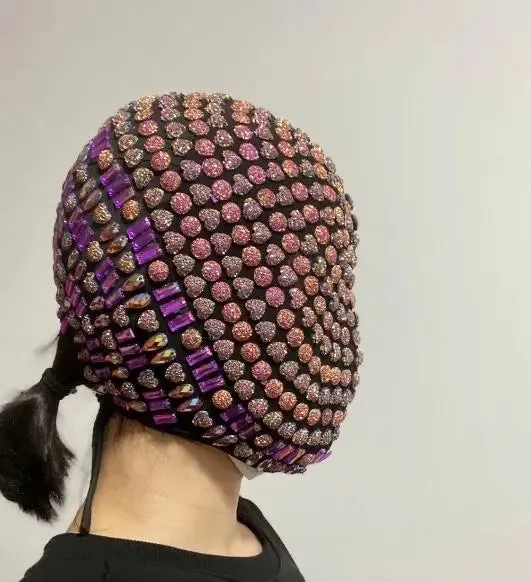 Spiked Crystal Mask Hood Helmet