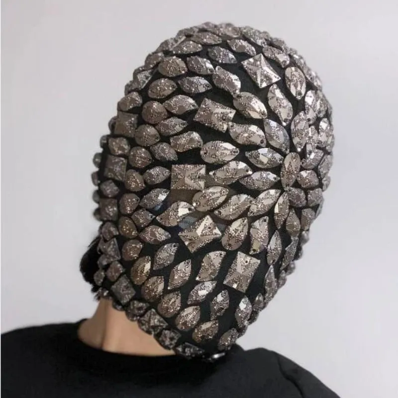 Spiked Crystal Mask Hood Helmet