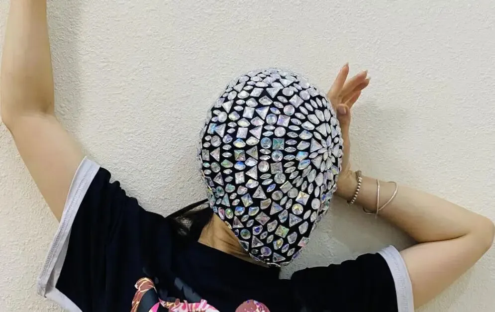 Spiked Crystal Mask Hood Helmet