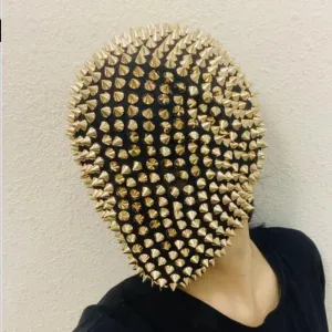 Spiked Crystal Mask Hood Helmet