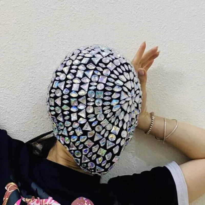 Spiked Crystal Mask Hood Helmet