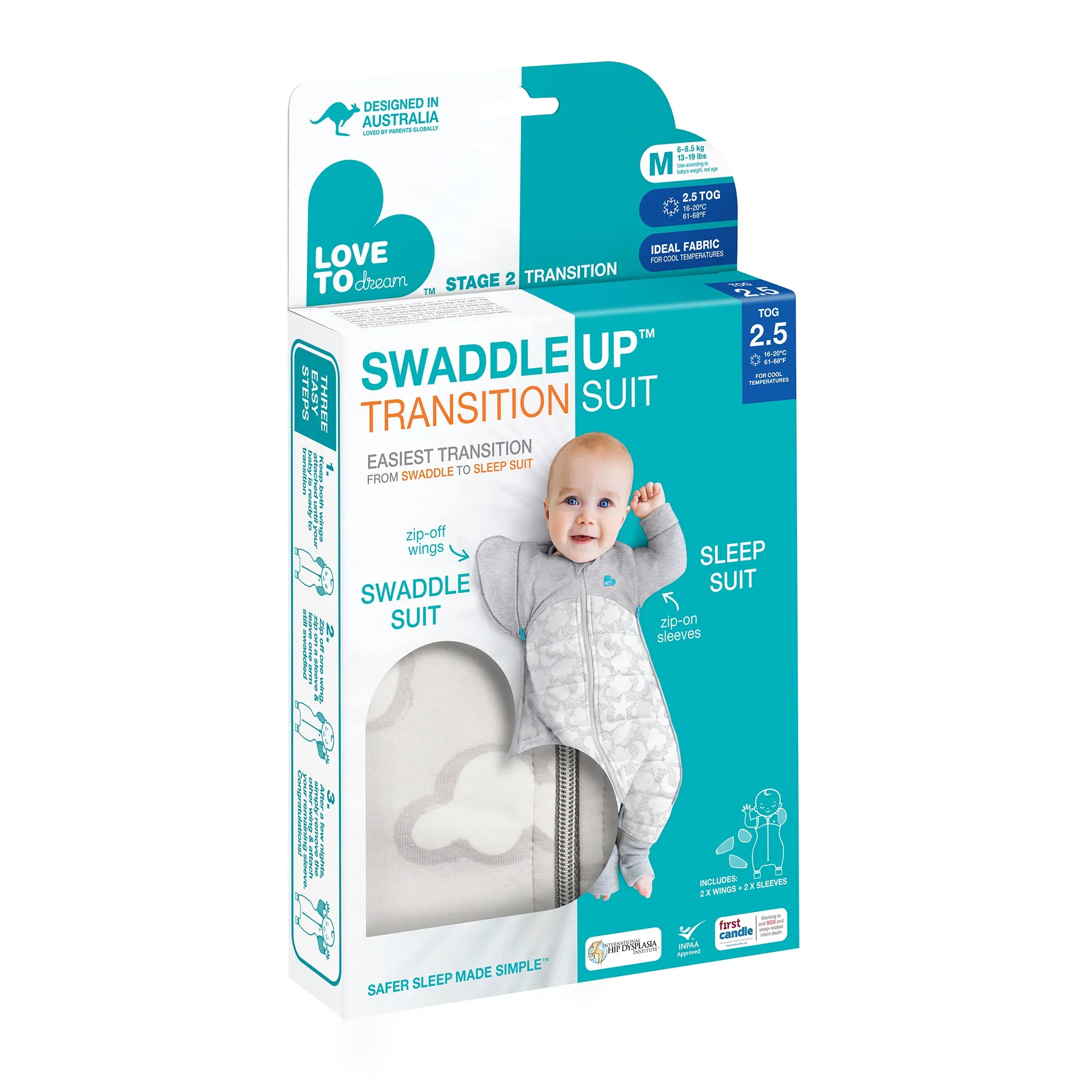 Swaddle Up™ Transition Suit Warm 2.5 TOG - Daydream Grey
