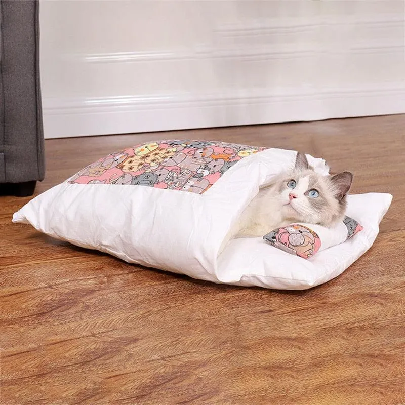 Warm Cat Sleeping Bag with Pillow