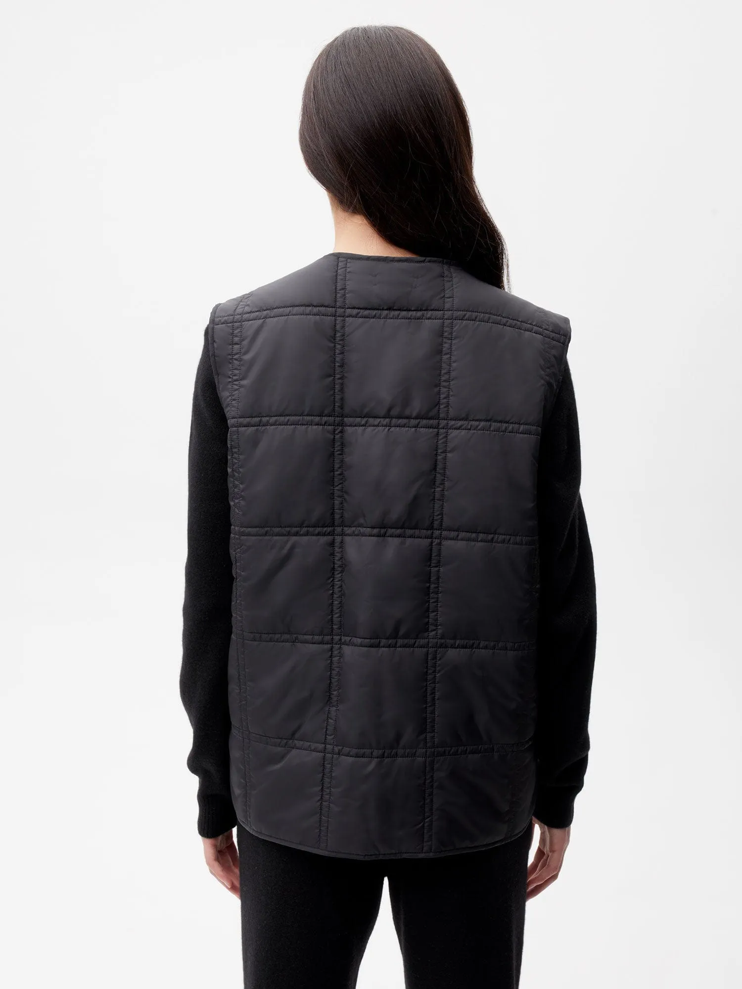 Womens Flower-Warmth Quilted Giletblack