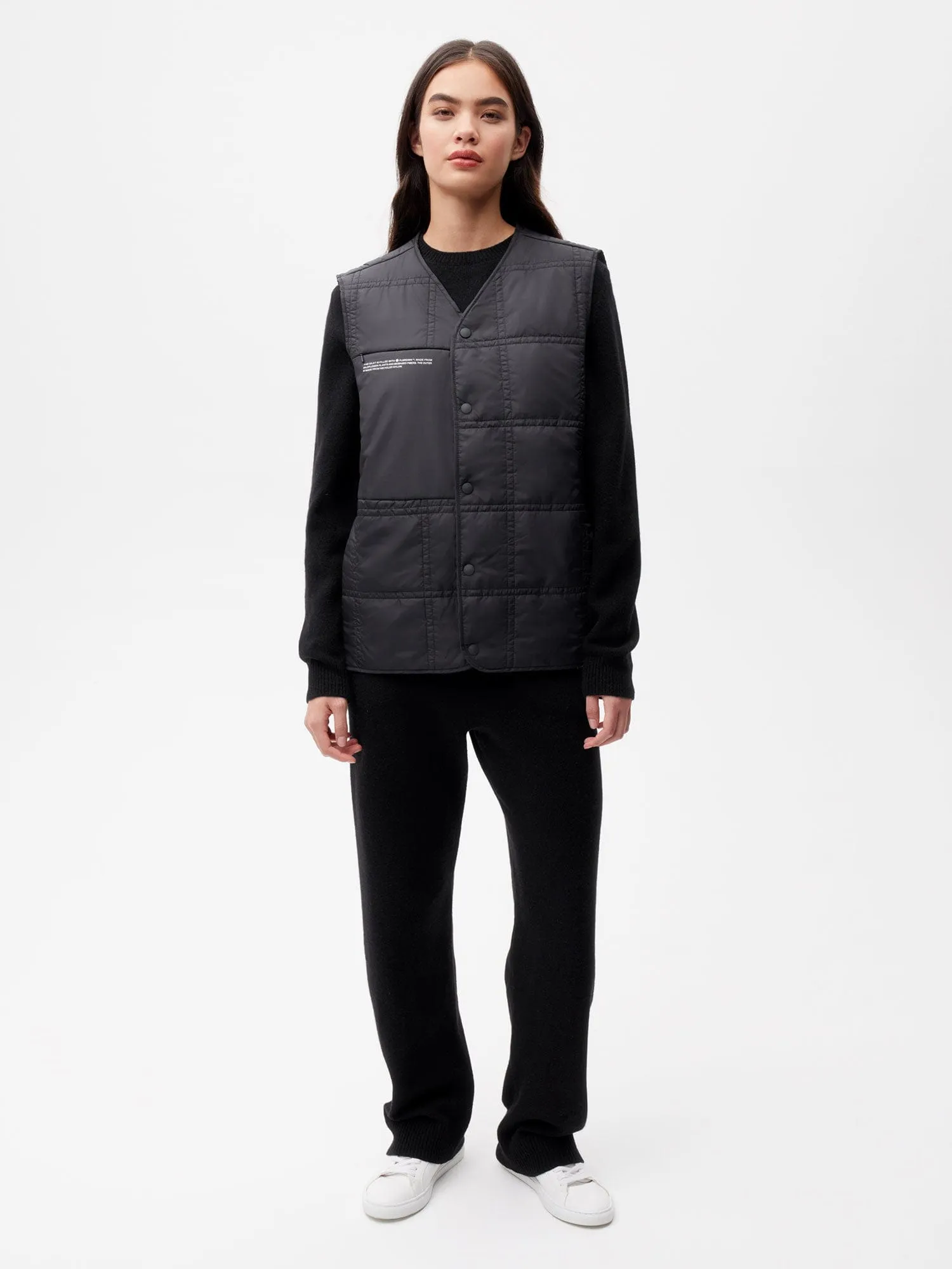 Womens Flower-Warmth Quilted Giletblack
