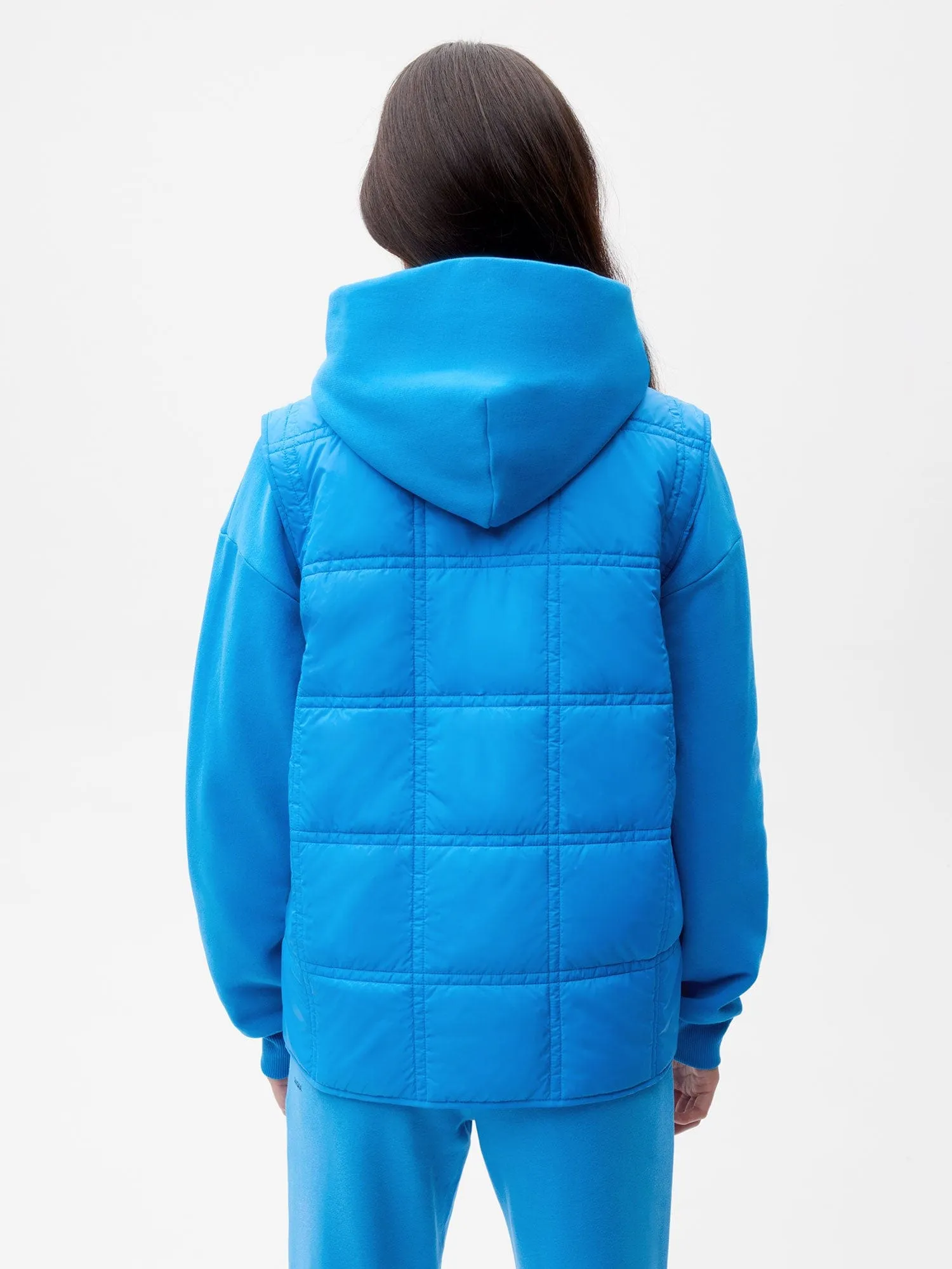Womens Flower-Warmth Quilted Giletcerulean blue