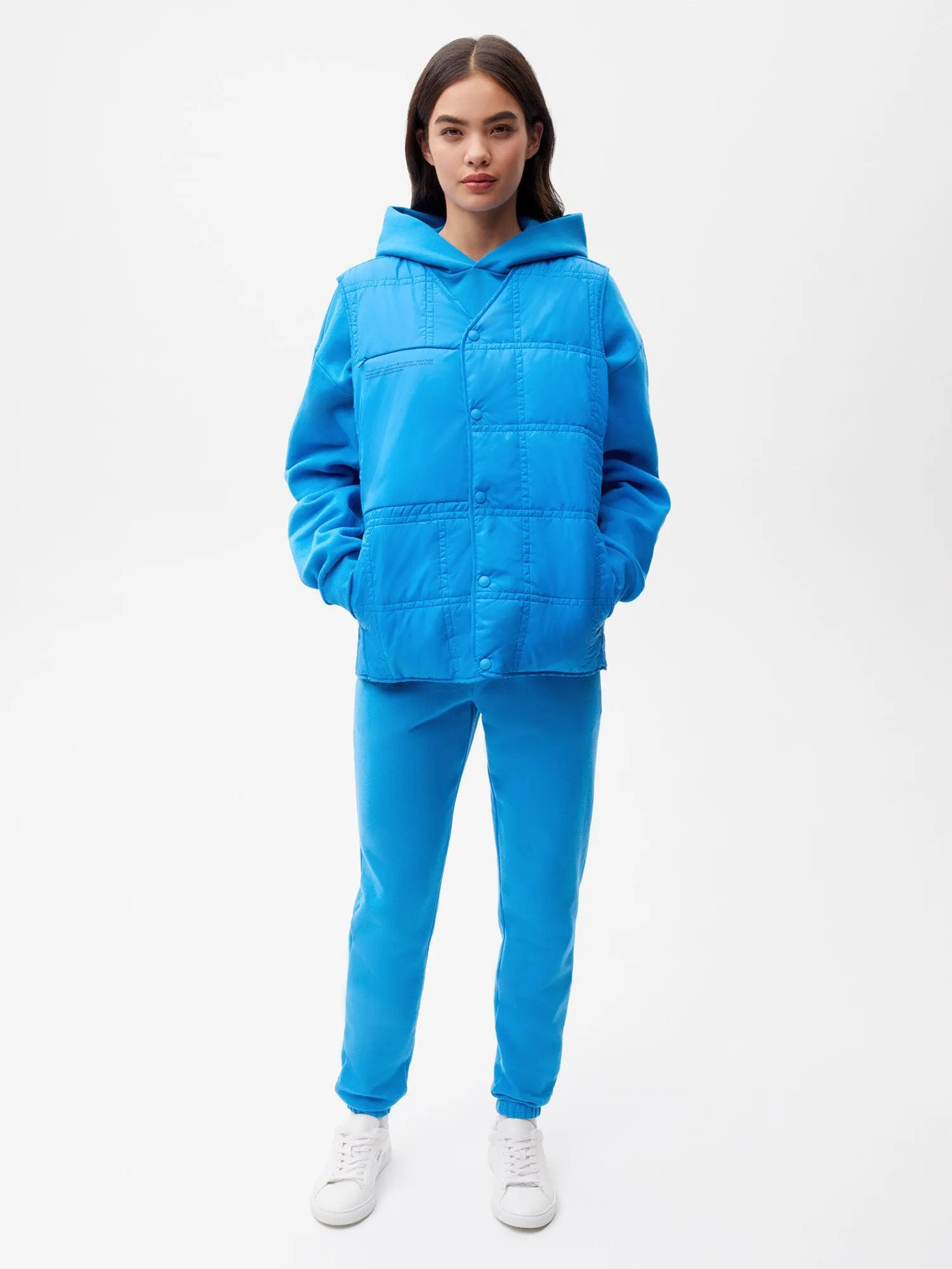 Womens Flower-Warmth Quilted Giletcerulean blue