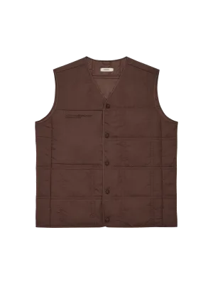 Womens Flower-Warmth Quilted Giletchestnut brown